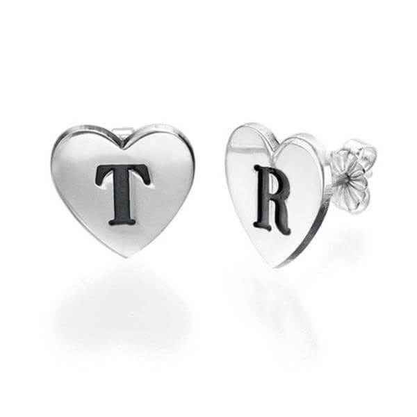 Custom Heart Earrings With Name, Initials and Letters