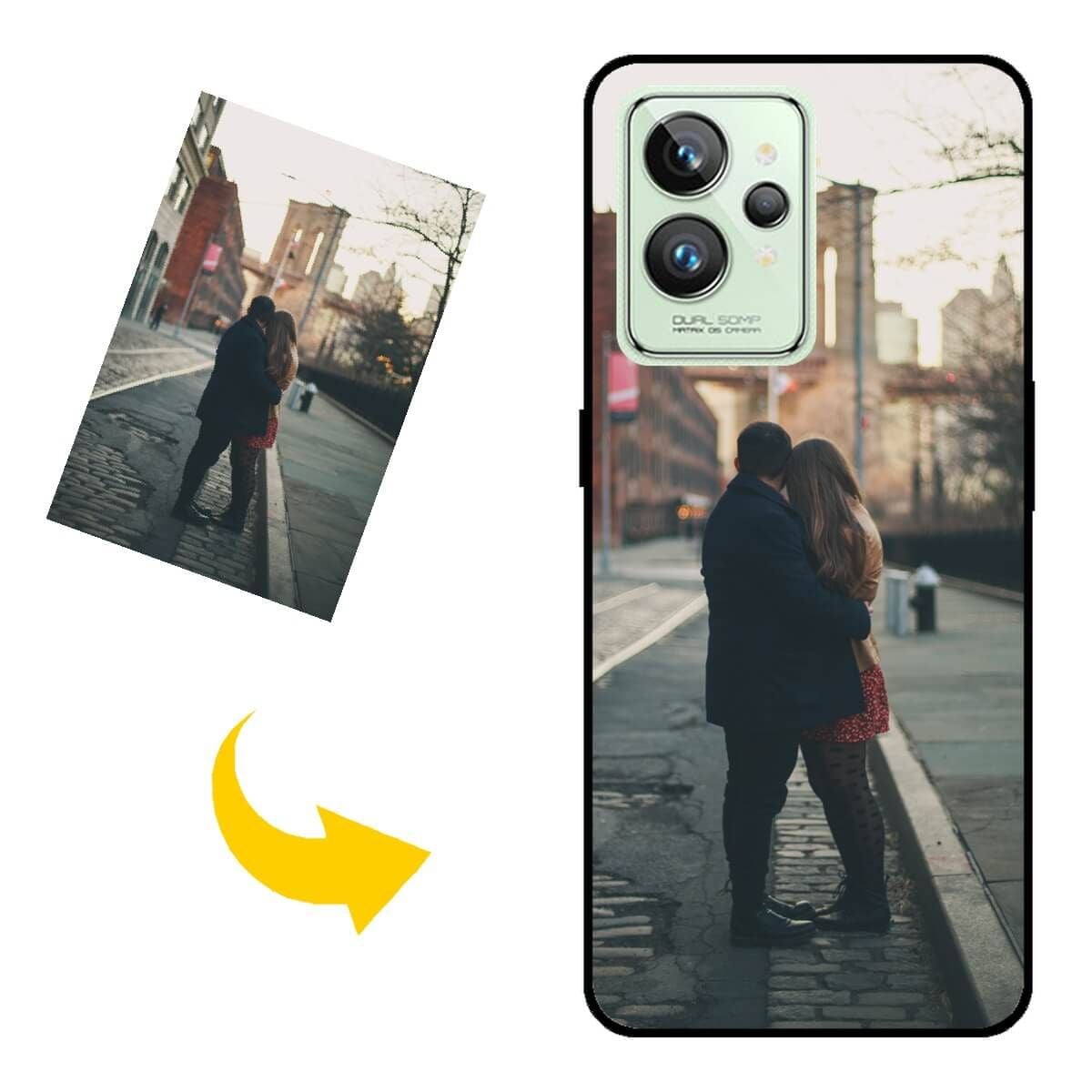 DOINK Custodia per Realme GT2 PRO, Cover per Telefono in Silicone TPU Colorata e Lucida con Design Bordo Dorato - Nero