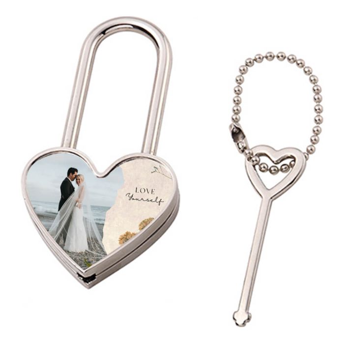 Personalisierte Hochzeitsgeschenke - Love Lock Herz-Vorhängeschloss mit  Schlüssel mit Foto selbst online gestalten und bedrucken