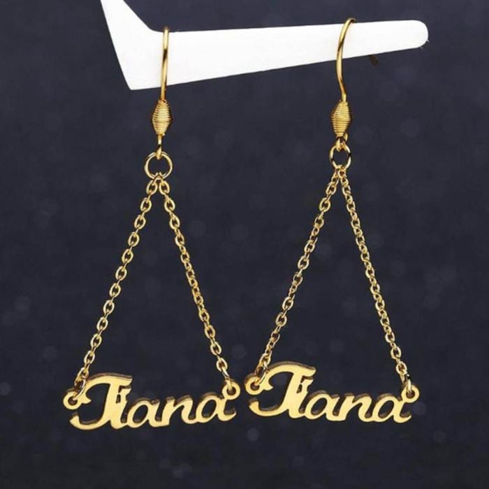 Personalisierte Weißgold / Gold / Rose vergoldete Namensohrringe mit Namen, Initialen und Buchstaben - My Design List - Deutsch - 1
