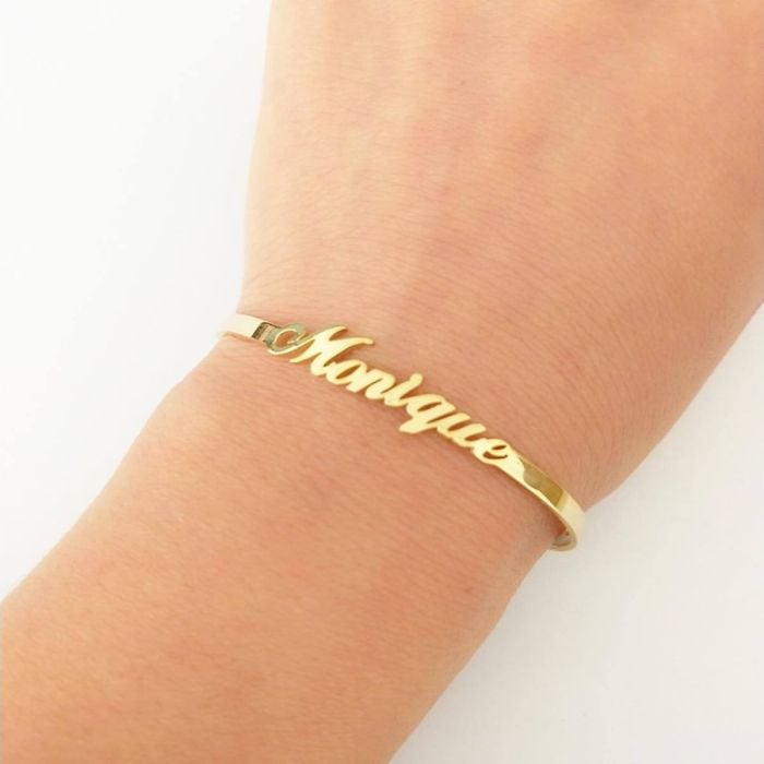 Personalisierte Gold / Weißgold / Roségold vergoldetes Namensarmband mit Namen, Initialen und Buchstaben - My Design List - Deutsch - 1