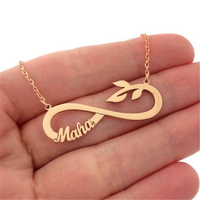 Personalisierte Gold / Weißgold / Roségold plattierte Infinity-Namenskette mit Buchstaben, Initialen und Namen - My Design List - Deutsch - 1