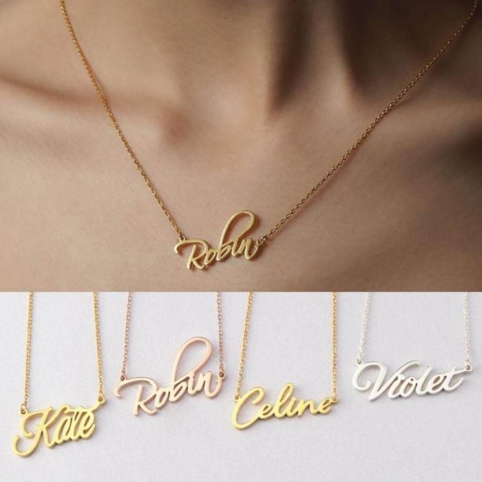 Personalisierte Weißgold / Gold / Rose vergoldete Namenskette mit Buchstaben, Initialen und Namen - My Design List - Deutsch - 1