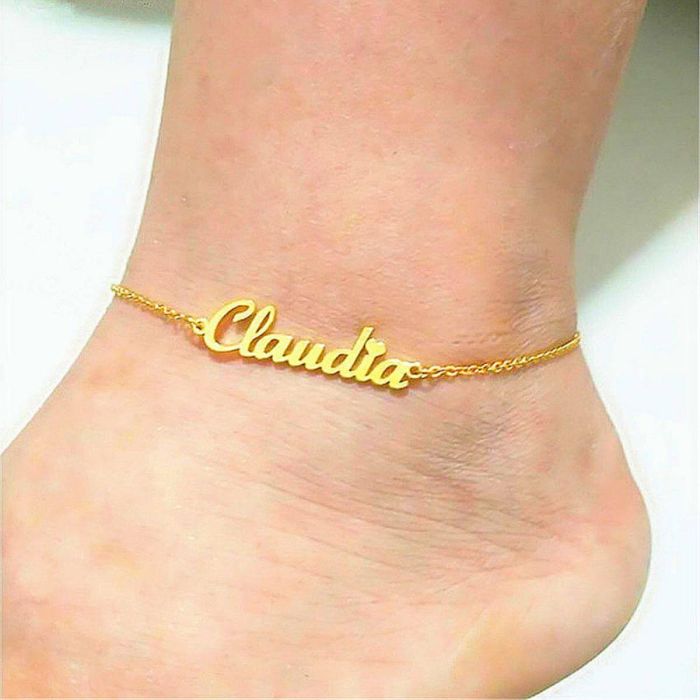 Tobillera con nombre en oro blanco/oro rosa/chapado en oro personalizado con nombre, letra y iniciales - My Design List - Español - 1