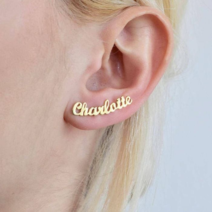 Pendientes con nombre chapados en oro rosa / oro / oro blanco personalizado con nombre, iniciales y letra - My Design List - Español - 1