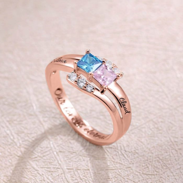 Personalisierte Gravierter Verlobungsring aus Sterlingsilber 925 mit Geburtsstein mit Buchstaben, Initialen und Namen - My Design List - Deutsch - 1 Personalisierte Gravierter Verlobungsring aus Sterlingsilber 925 mit Geburtsstein mit Buchstaben, Initialen und Namen - My Design List - Deutsch - 1