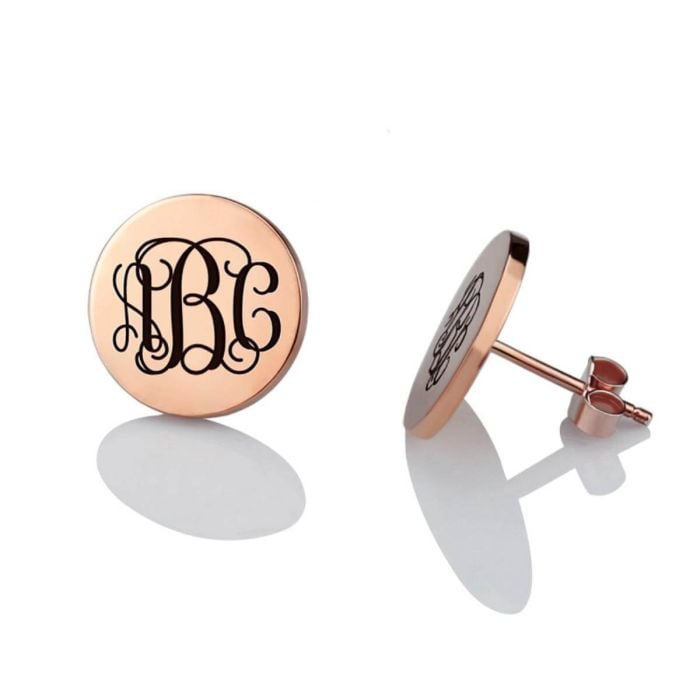 Personalisierte Ohrringe aus Sterlingsilber 925 mit eingraviertem Monogramm mit Buchstaben, Initialen und Namen - My Design List - Deutsch - 1