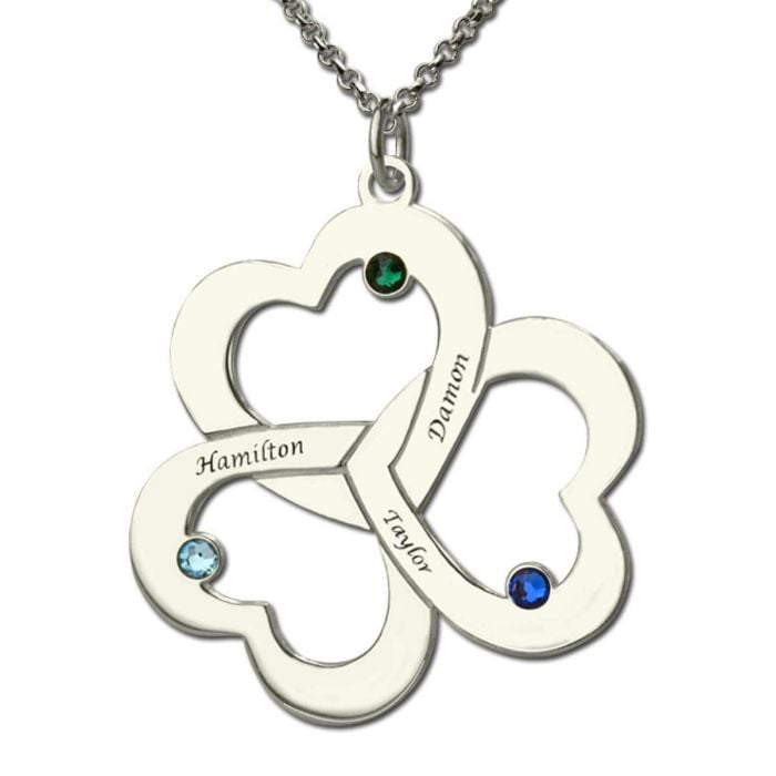 Personalisierte Sterling Silber 925 Familiengravierte Herzkette mit Geburtsstein mit Buchstaben, Initialen und Namen - My Design List - Deutsch - 1 Personalisierte Sterling Silber 925 Familiengravierte Herzkette mit Geburtsstein mit Buchstaben, Initialen und Namen - My Design List - Deutsch - 1