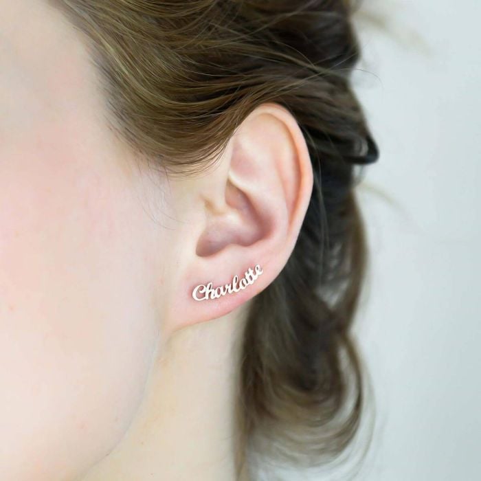 Pendientes con nombre chapados en plata / oro / oro rosa personalizado con nombre, letra y iniciales - My Design List - Español - 1