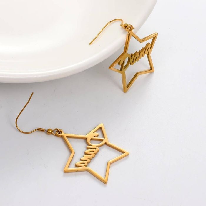 Personalisierte Gold / Silber / Rose vergoldete Namensohrringe mit Namen, Initialen und Buchstaben - My Design List - Deutsch - 1