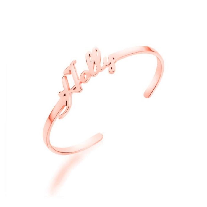 Pulsera con nombre chapada en oro / plata / oro rosa personalizado con nombre, iniciales y letra - My Design List - Español - 1