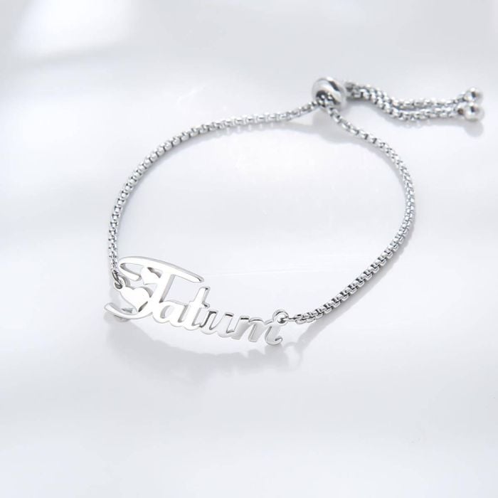 Pulsera con nombre chapada en oro rosa / oro / plata personalizado con nombre, letra y iniciales - My Design List - Español - 1