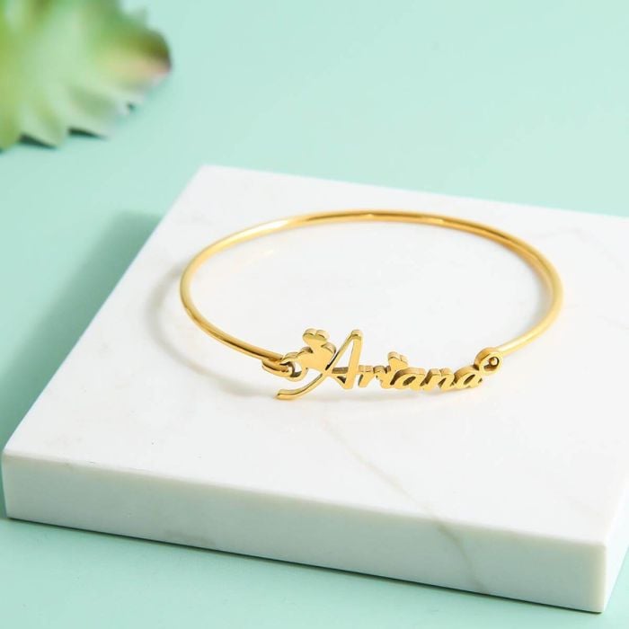 Pulsera con nombre chapada en plata / oro / oro rosa personalizado con nombre, letra y iniciales - My Design List - Español - 1