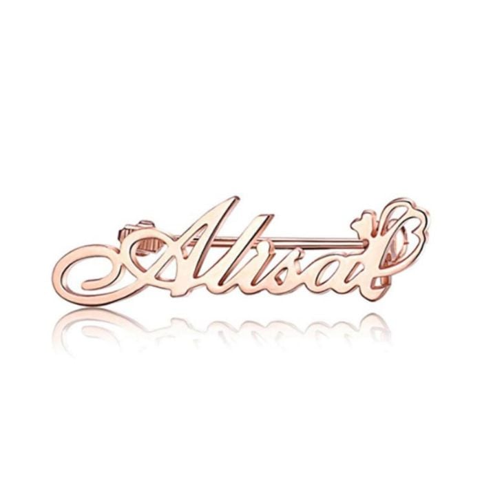 Broche con nombre en oro rosa / plata / chapado en oro personalizado con nombre, letra y iniciales - My Design List - Español - 4