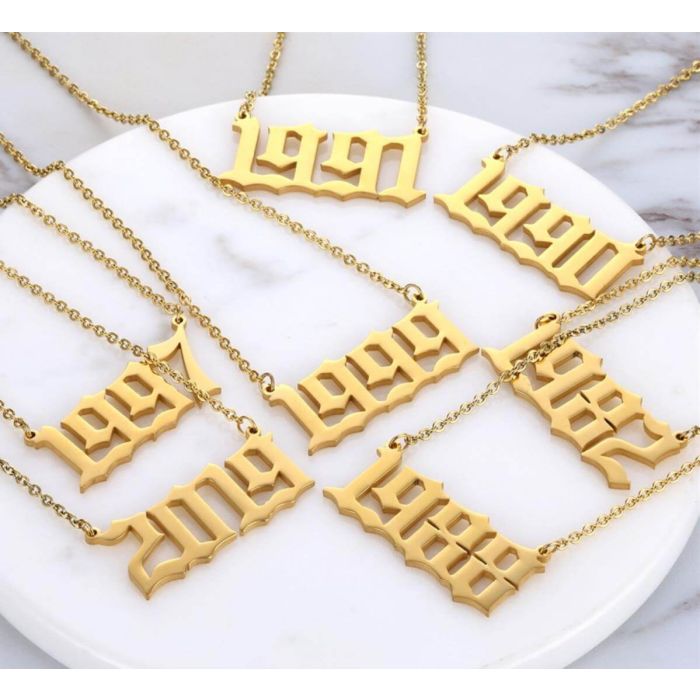 Collar de número chapado en oro / oro rosa / plata personalizado con nombre, iniciales y letra - My Design List - Español - 1