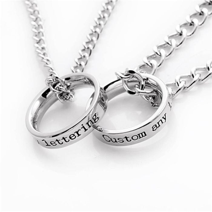Collar Grabado Chapado en Plata / Oro / Oro Rosa personalizado con nombre, iniciales y letra - My Design List - Español - 1