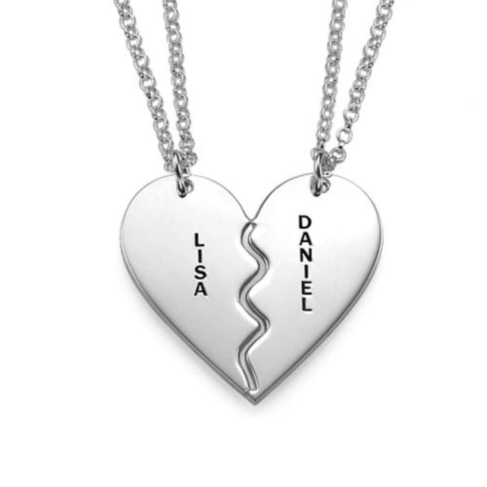 Collar Plata 925 / Cobre Corazón Grabado Familia personalizado con nombre, iniciales y letra - My Design List - Español - 1