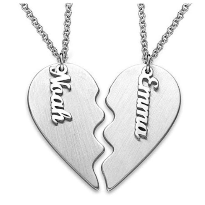 Collar de Plata Esterlina 925 / Cobre Nombre Corazón Familia personalizado con nombre, letra y iniciales - My Design List - Español - 1