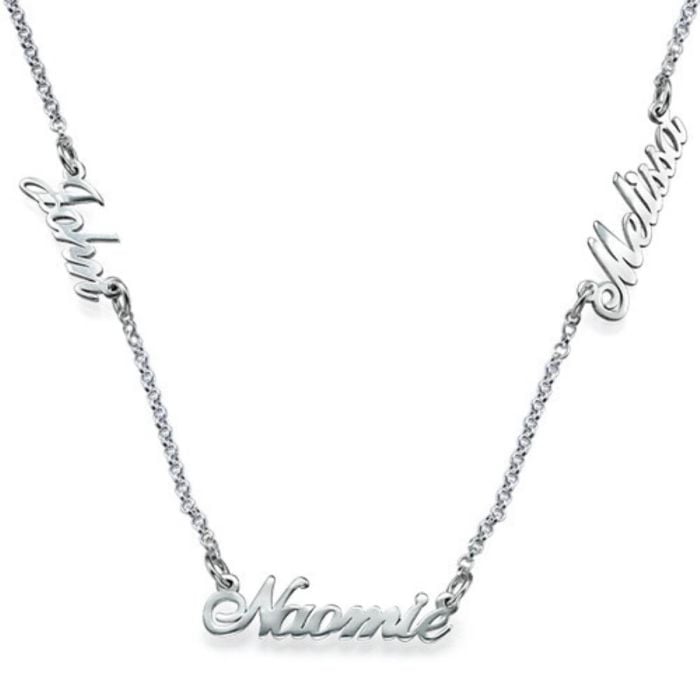 Collar con nombre de plata de ley 925 / cobre con 3 nombres personalizado con nombre, iniciales y letra - My Design List - Español - 1