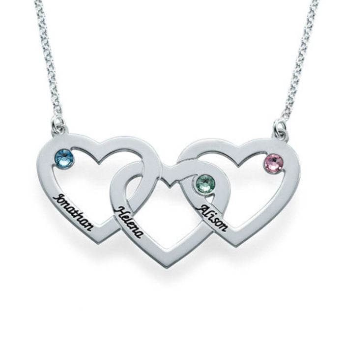 Personalisierte Sterling Silber 925 / Kupfer Gravierte Herz-Familien-Halskette mit Geburtsstein mit Buchstaben, Initialen und Namen - My Design List - Deutsch - 1 Personalisierte Sterling Silber 925 / Kupfer Gravierte Herz-Familien-Halskette mit Geburtsstein mit Buchstaben, Initialen und Namen - My Design List - Deutsch - 1