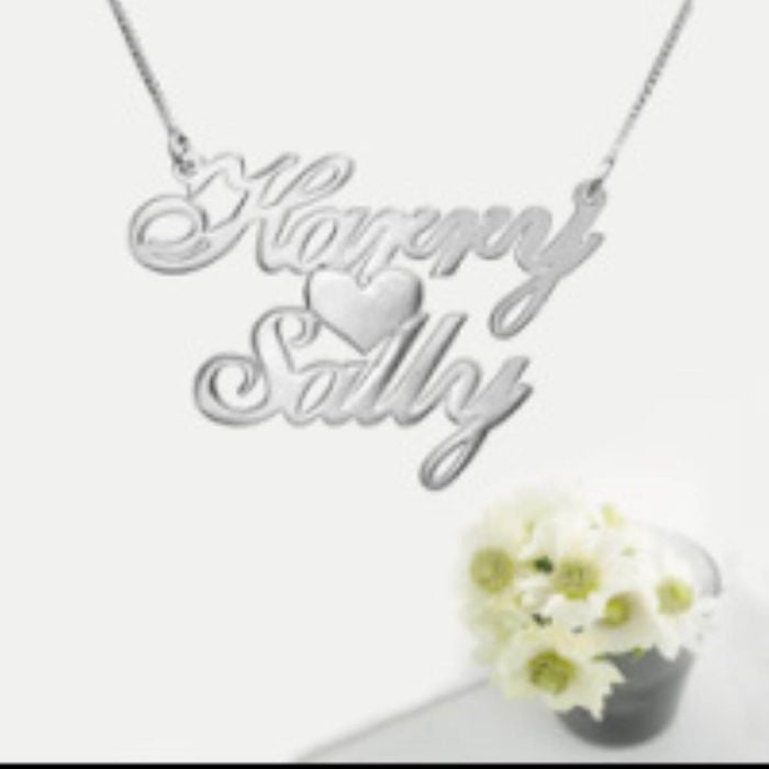 Personalisierte Sterling Silber 925 Name Herz Halskette mit Buchstaben, Initialen und Namen - My Design List - Deutsch - 1
