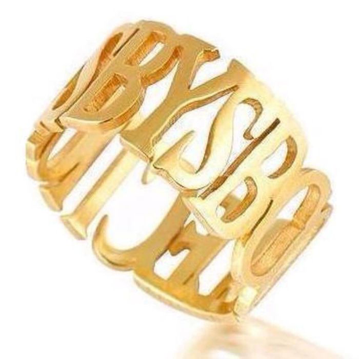 Anillo de collares con nombre de plata esterlina 925 personalizado con nombre, letra y iniciales - My Design List - Español - 1