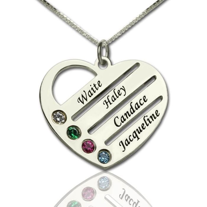 Personalisierte Sterling Silber 925 gravierte Herzkette mit Geburtsstein mit Buchstaben, Initialen und Namen - My Design List - Deutsch - 1 Personalisierte Sterling Silber 925 gravierte Herzkette mit Geburtsstein mit Buchstaben, Initialen und Namen - My Design List - Deutsch - 1