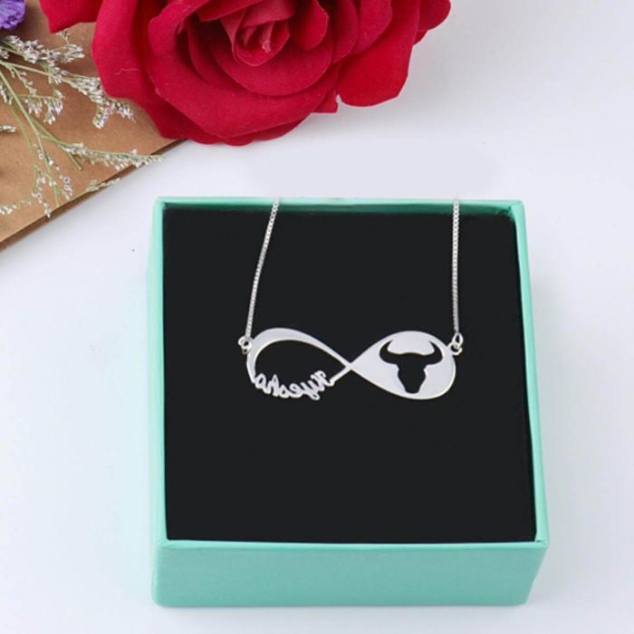Cadena de collar con nombre infinito de plata esterlina 925 personalizado con nombre, iniciales y letra - My Design List - Español - 1