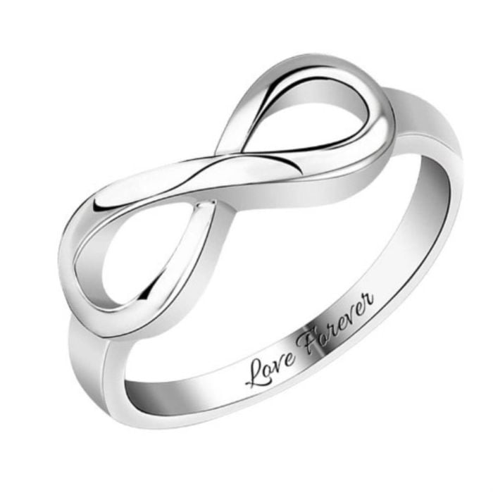 Personalisierte Sterling Silber 925 Unendlich gravierter Kettenring mit Buchstaben, Initialen und Namen - My Design List - Deutsch - 1