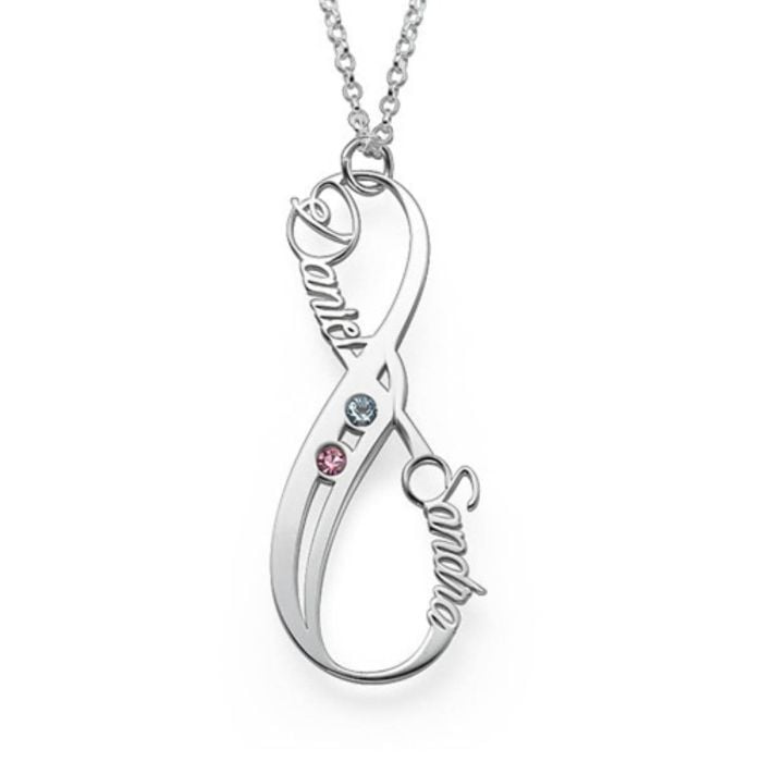 Personalisierte Kupfer/Sterlingsilber 925 Familiengravierte Infinity-Halskette mit Geburtsstein mit Buchstaben, Initialen und Namen - My Design List - Deutsch - 1 Personalisierte Kupfer/Sterlingsilber 925 Familiengravierte Infinity-Halskette mit Geburtsstein mit Buchstaben, Initialen und Namen - My Design List - Deutsch - 1