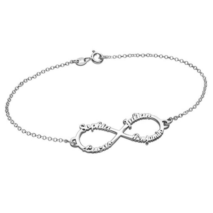 Pulsera de Plata de Ley 925 / Cobre Infinito Nombre personalizado con nombre, letra y iniciales - My Design List - Español - 1