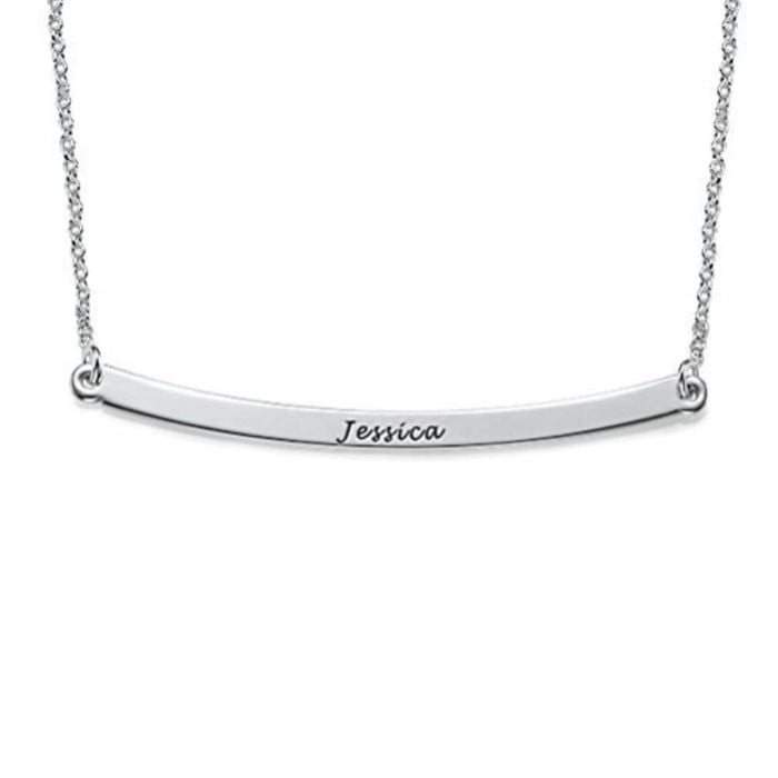 Personalisierte Sterling Silber 925 / Kupfer Gravierte Stabkette mit Buchstaben, Initialen und Namen - My Design List - Deutsch - 1