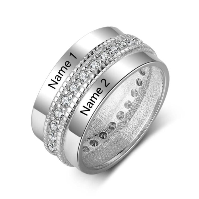 Anillo grabado en plata / oro rosa / chapado en oro personalizado con nombre, iniciales y letra - My Design List - Español - 1