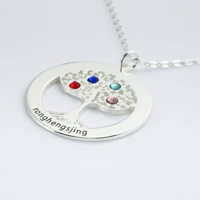 Personalisierte Gravierte Halskette aus Sterlingsilber 925 mit Geburtsstein mit Buchstaben, Initialen und Namen - My Design List - Deutsch - 1 Personalisierte Gravierte Halskette aus Sterlingsilber 925 mit Geburtsstein mit Buchstaben, Initialen und Namen - My Design List - Deutsch - 1