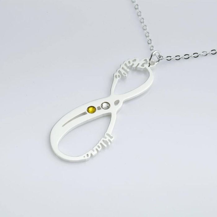 Personalisierte Sterling Silber 925 Unendlich gravierte Namenskette mit Geburtsstein mit Namen, Initialen und Buchstaben - My Design List - Deutsch - 1 Personalisierte Sterling Silber 925 Unendlich gravierte Namenskette mit Geburtsstein mit Namen, Initialen und Buchstaben - My Design List - Deutsch - 1