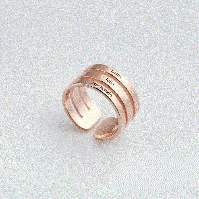 Personalisierte Gravierter Ring aus Sterlingsilber 925 mit 3 Namen mit Namen, Initialen und Buchstaben - My Design List - Deutsch - 1