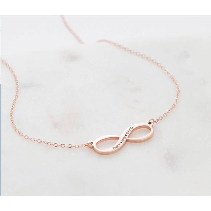 Personalisierte Roségold / Weißgold / vergoldete gravierte Unendlichkeitskette mit Namen, Initialen und Buchstaben - My Design List - Deutsch - 1