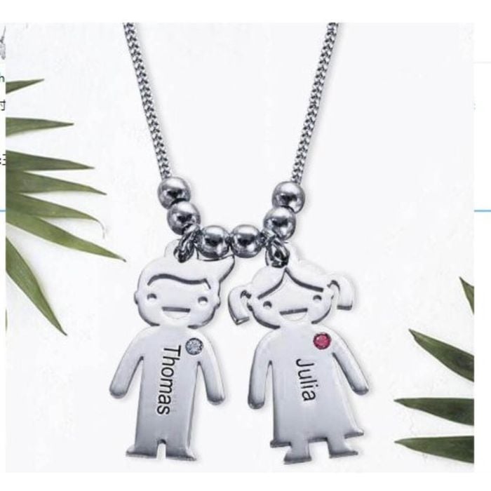 Personalisierte Gravierte Familienhalskette mit Geburtsstein in Gold / Weißgold / Roségold mit Buchstaben, Initialen und Namen - My Design List - Deutsch - 1 Personalisierte Gravierte Familienhalskette mit Geburtsstein in Gold / Weißgold / Roségold mit Buchstaben, Initialen und Namen - My Design List - Deutsch - 1