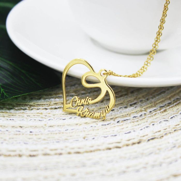 Personalisierte Gold / Weißgold / Rose vergoldete Herz-Namenskette mit Namen, Initialen und Buchstaben - My Design List - Deutsch - 1 Personalisierte Gold / Weißgold / Rose vergoldete Herz-Namenskette mit Namen, Initialen und Buchstaben - My Design List - Deutsch - 1
