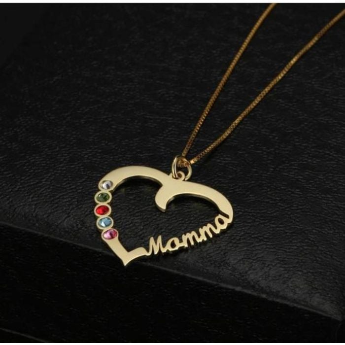 Personalisierte Weißgold / Roségold / vergoldete Herz-Namenskette mit Geburtsstein mit Buchstaben, Initialen und Namen - My Design List - Deutsch - 1 Personalisierte Weißgold / Roségold / vergoldete Herz-Namenskette mit Geburtsstein mit Buchstaben, Initialen und Namen - My Design List - Deutsch - 1