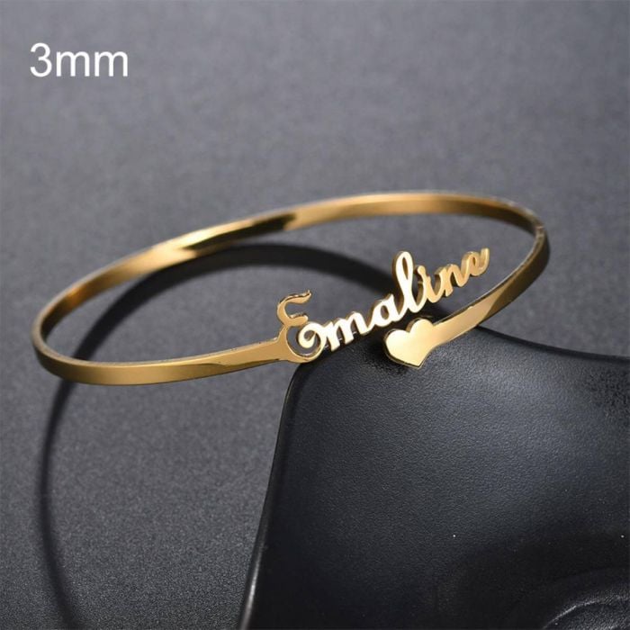Bracciale con nome cuore placcato oro/oro bianco/oro rosa personalizzata con nome, iniziale e lettere - My Design List - Italiano - 1