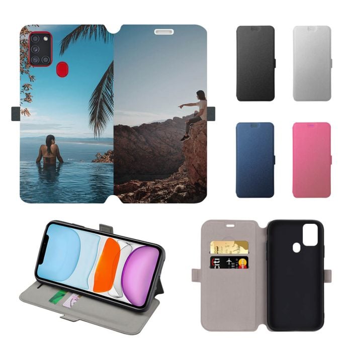 Personalized Samsung Galaxy A21s Leather Full Print Flip Wallet Phone Case  with Your Own Design, Photos, Texts,
