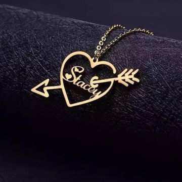 Collar de corazón con nombre chapado en oro / oro blanco / oro rosa personalizado con nombre, letra y iniciales