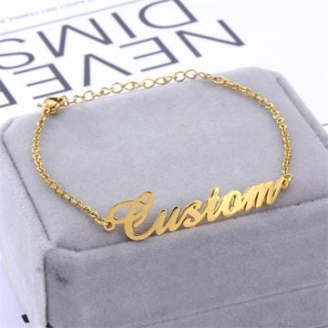 Regalos personalizados para hermanas - Pulsera con nombre en oro blanco / oro rosa / chapada en oro personalizada con nombre, letra y iniciales