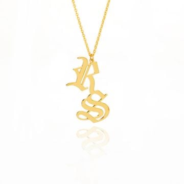 Collar con inicial de monograma chapado en oro/oro blanco/oro rosa personalizado con nombre, iniciales y letra