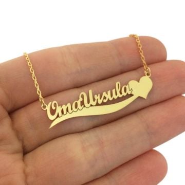Collar de corazón con nombre chapado en oro / oro blanco / oro rosa personalizado con nombre, iniciales y letra