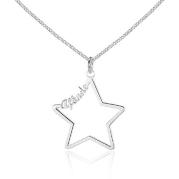 Collar con nombre estilo estrella chapado en oro / oro blanco / oro rosa personalizado con nombre, letra y iniciales