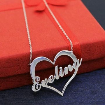 Collar de corazón con nombre chapado en oro / oro blanco / oro rosa, personalizado con nombre, iniciales y letra