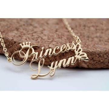 Collar Chapado en Oro / Oro Blanco / Oro Rosa con 1 Nombre o 2 Nombres personalizado con nombre, iniciales y letra