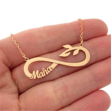 Personalisierte Gold-/Weißgold-/Roségold-plattierte Infinity-Namenskette mit Buchstaben, Initialen und Namen